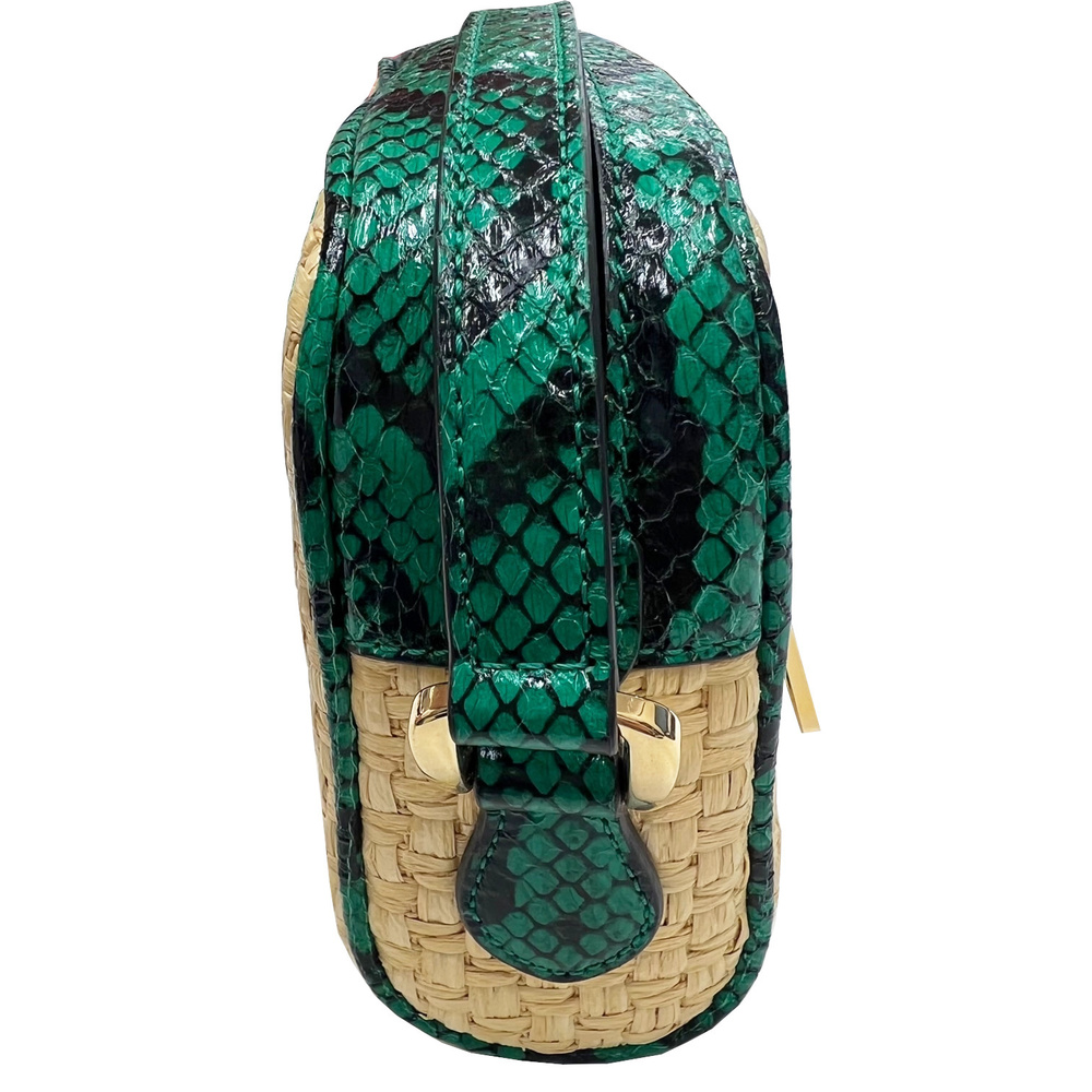 Gucci Ophidia Shoulder Bag Straw Python Green Bei… - image 4